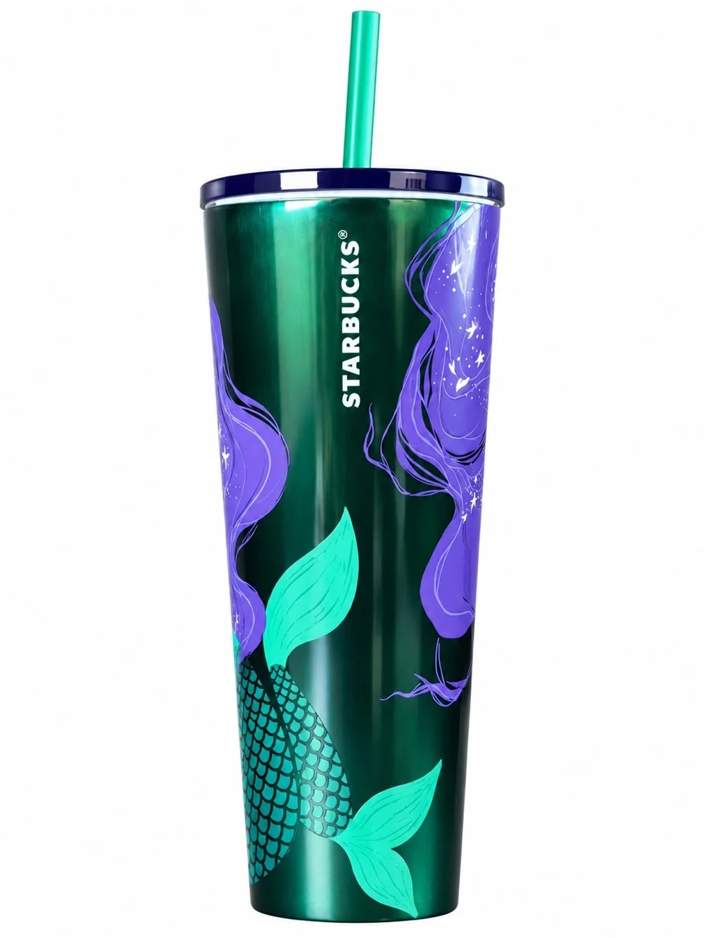 Starbucks 2025 Siren Mermaid Green Purple 24 Oz Cold Cup Tumbler w/ Straw